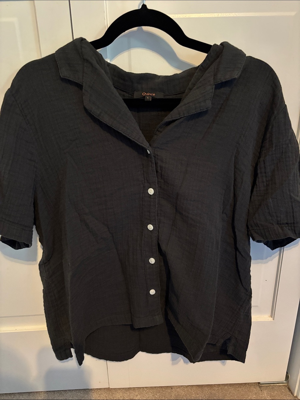 Quince Women's Lien ButtonShort Sleeve Shirt